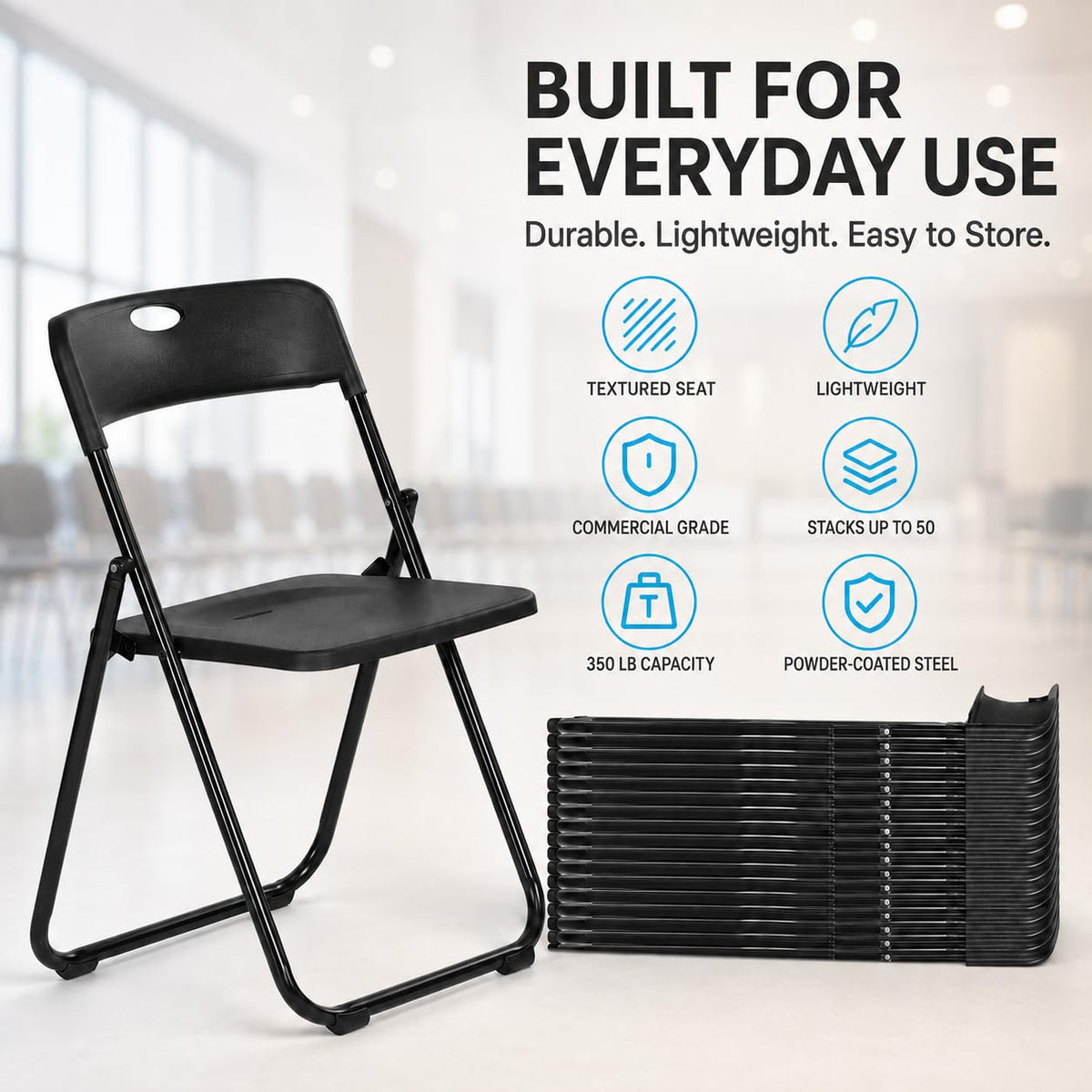 Black Plastic Folding Chairs E218451