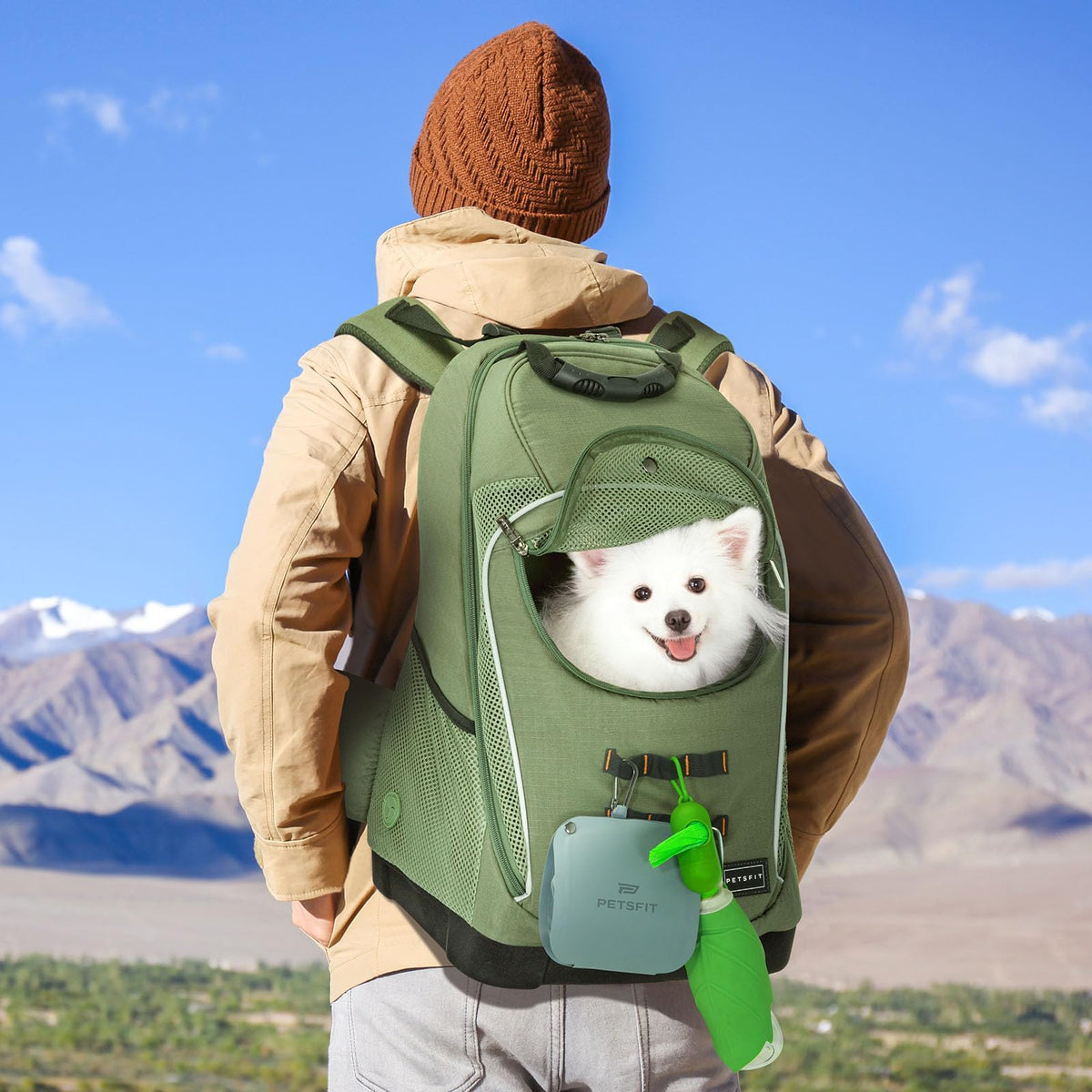 Green Pet Dog Carrier Backpack with Large Ventilations D439