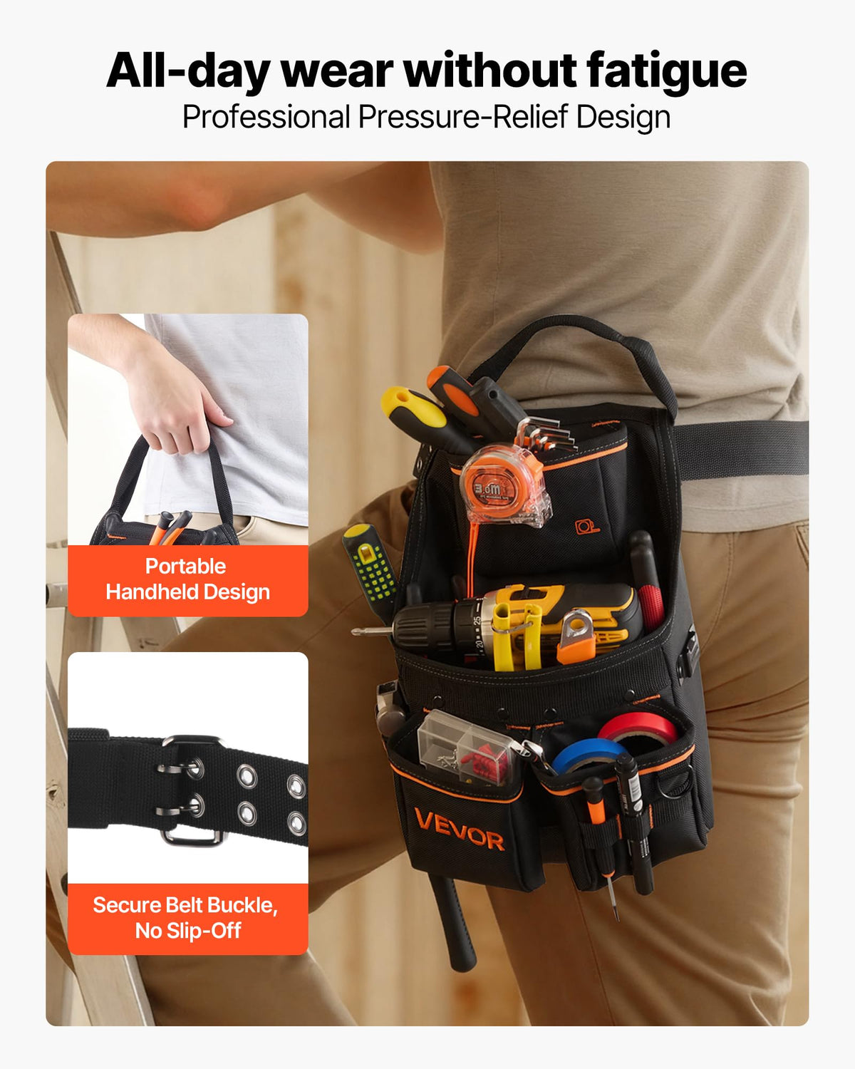 14 Pockets Heavy Duty Adjustable Tool Pouch with Belt V53493