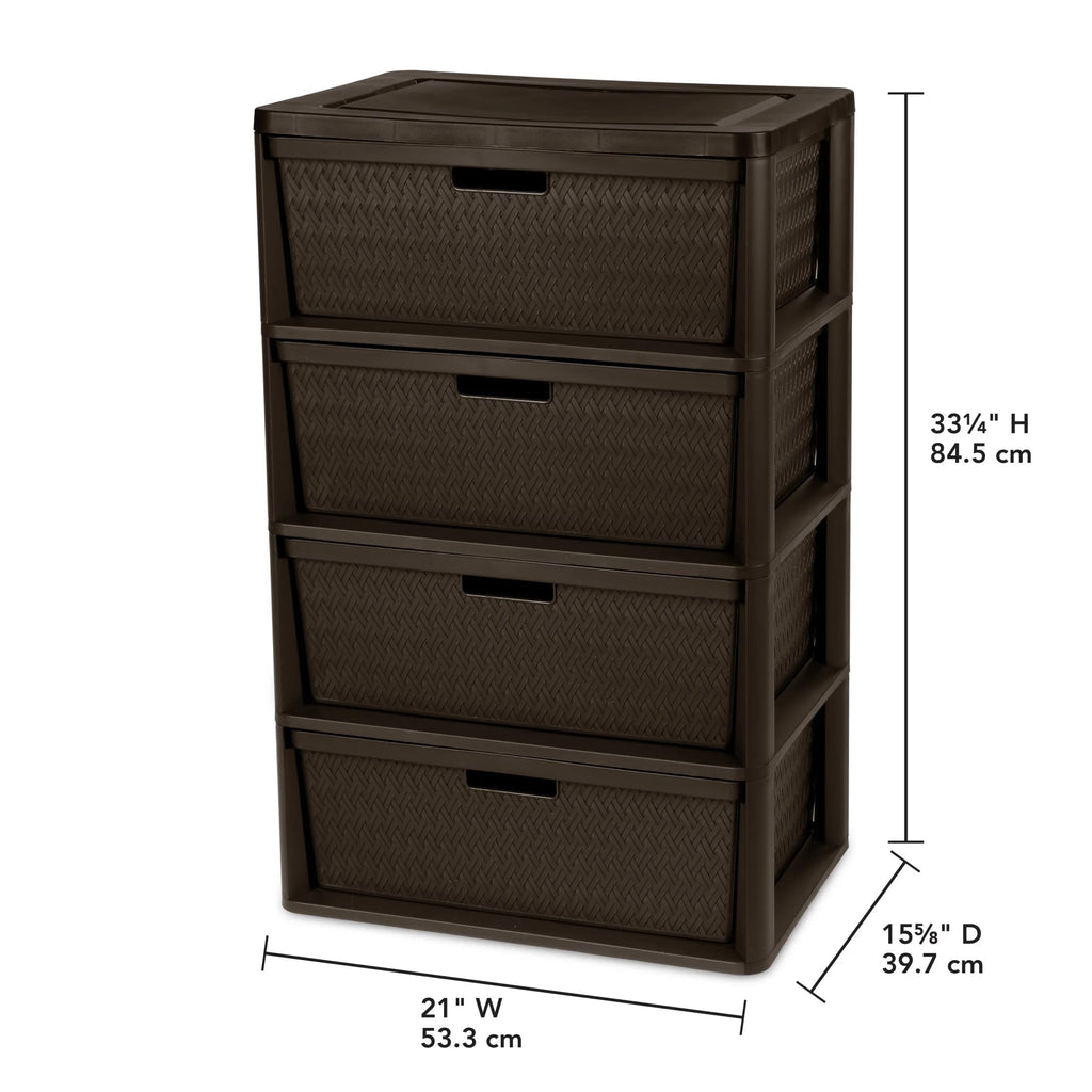 Brown 4 Drawer Plastic Storage Tower P760348