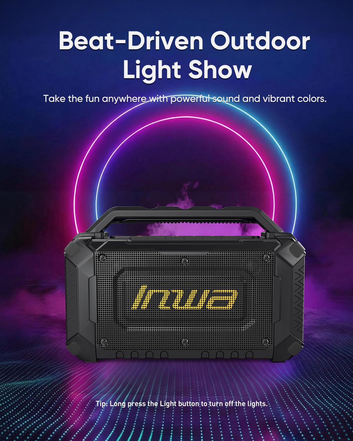 60W Portable Bluetooth Jobsite Speaker with RGB Lights C4596