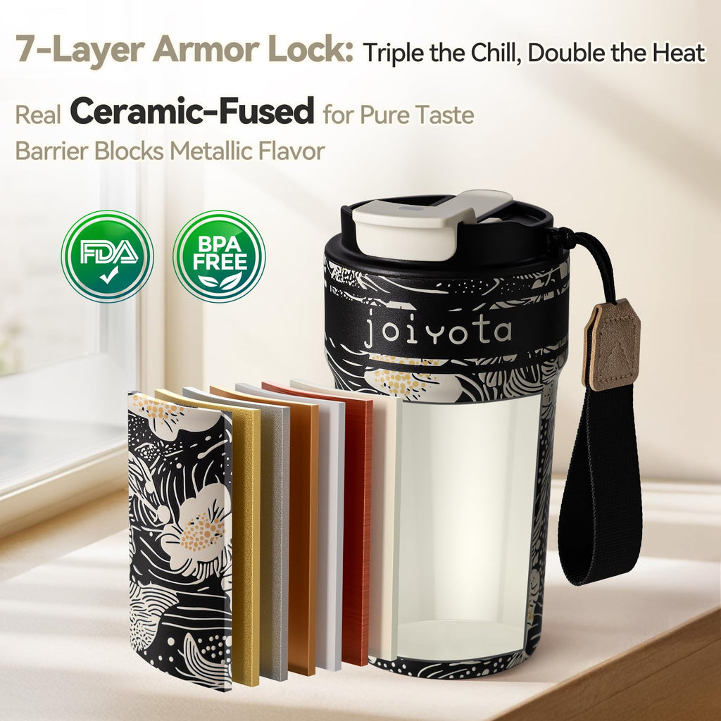 20oz Insulated Stainless Steel Ceramic Lined Coffee Tumbler with Lid and Straw M67890