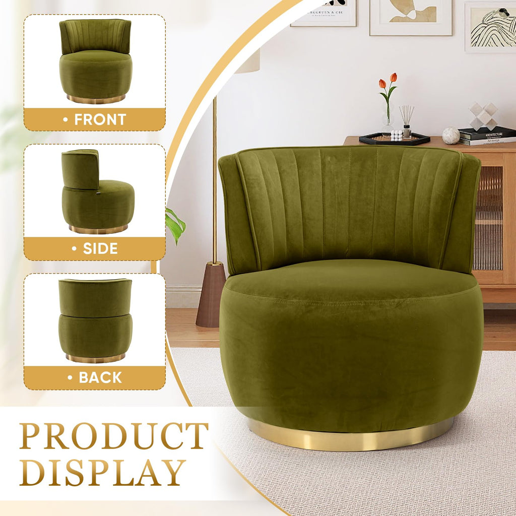 Velvet Swivel Barrel Chairs Set of 2 T820135