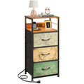 Night Stand with Charging Station, 3 Drawer Bedside Table Z9819