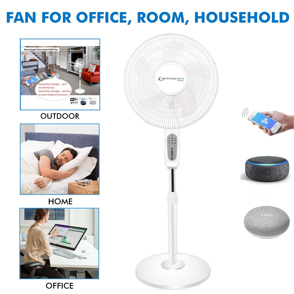 16” WIFI Enabled Oscillating Pedestal Fan C520
