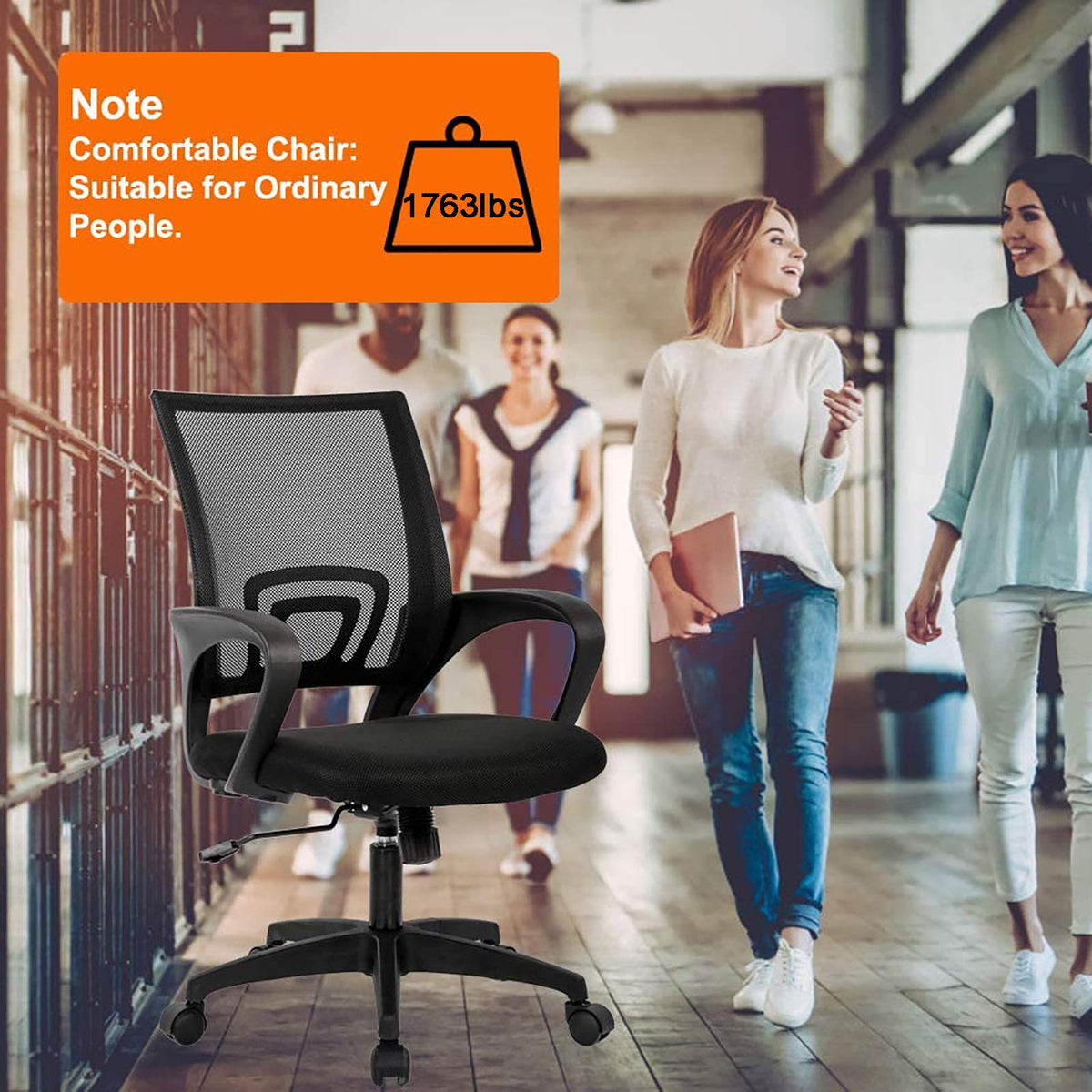 Orange Mesh Ergonomic Office Chair with Lumbar Support N293036