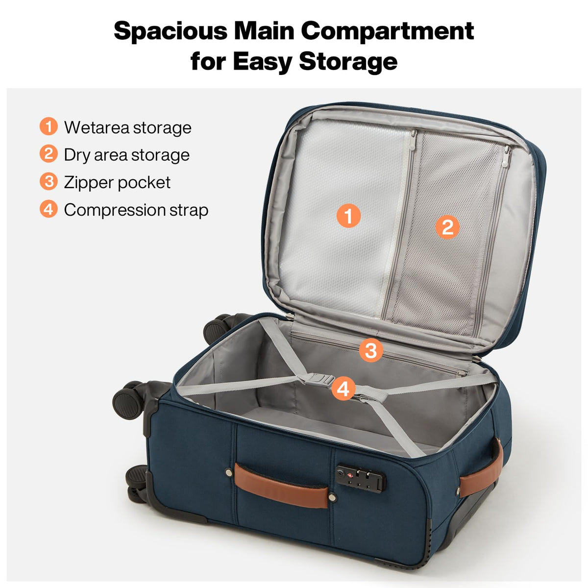 20 Inch Expandable Softside Carry On Luggage with Front Pocket B52993