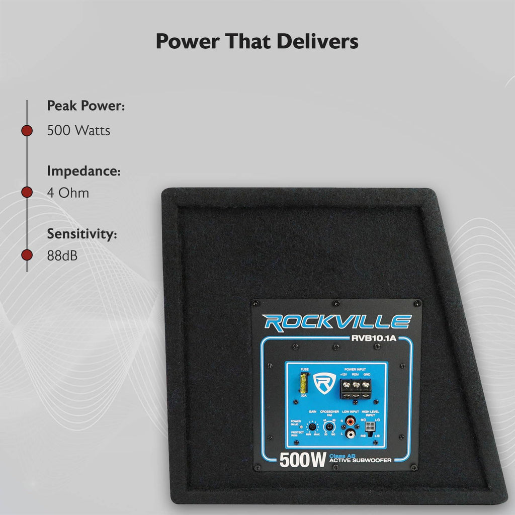 10" Active Powered Car Subwoofer with Enclosure W1633