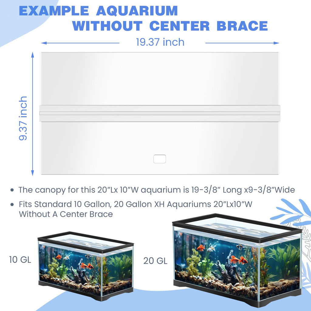 Clear Acrylic Aquarium Canopy Set 19.37 x 9.37 x 0.28 Inch R303