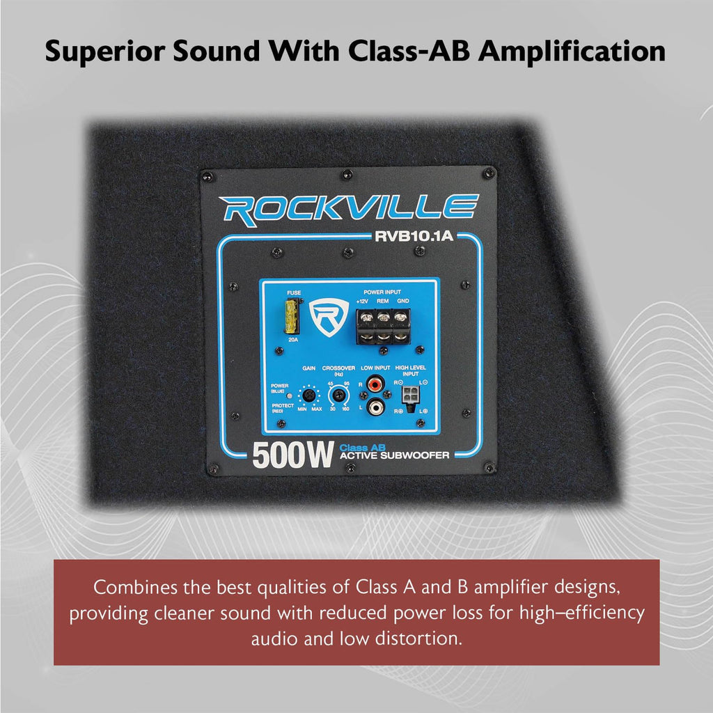10" Active Powered Car Subwoofer with Enclosure W1633