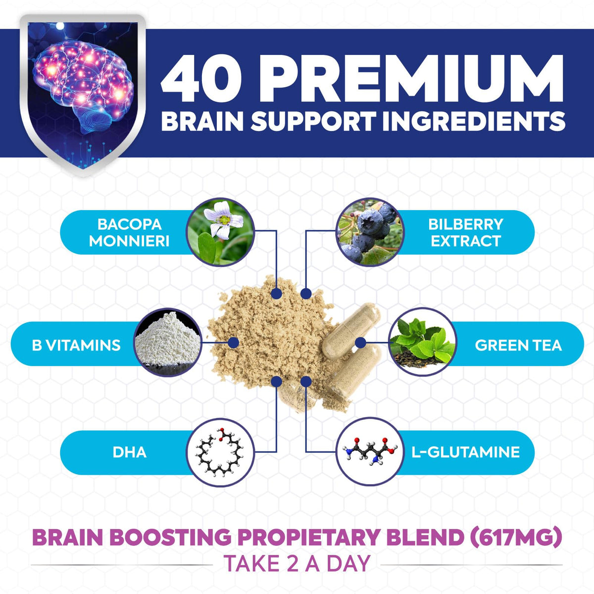 Brain Memory Supplement 120 Capsules V54470