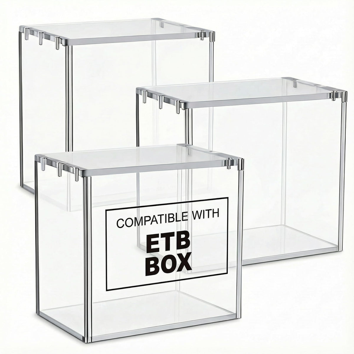 Clear Acrylic Display Boxes 3-Pack with Magnetic Lids J42329