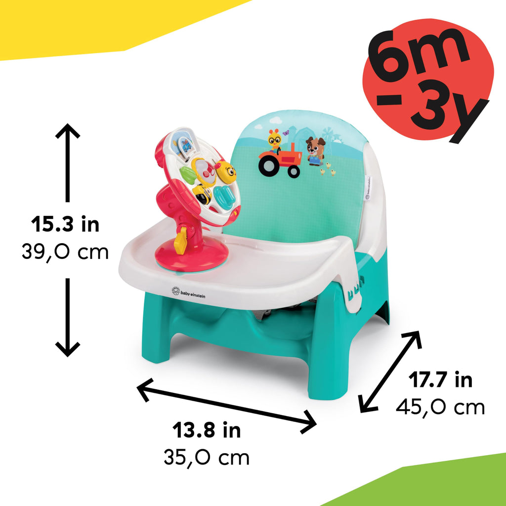 2 in 1 Compact Booster Feeding Seat with Musical Steering Wheel Toy Q119900