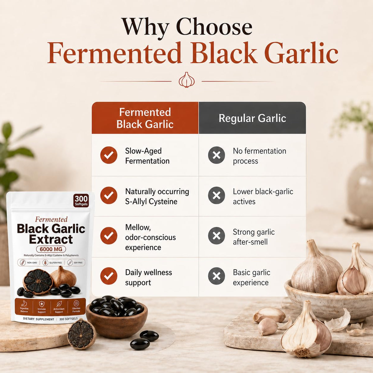 Black Garlic Extract Capsules 300 Softgels H45945