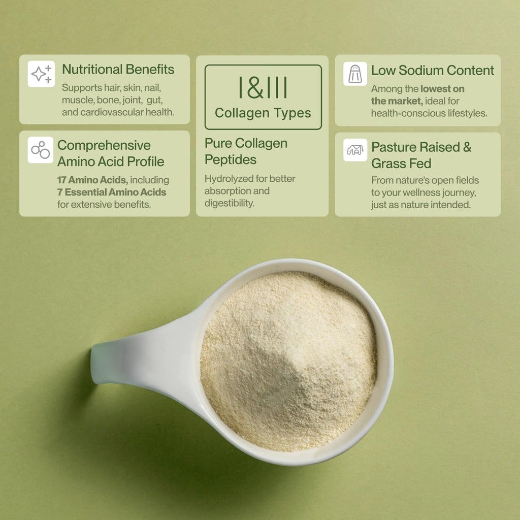 Collagen Peptides Powder Grass-Fed Pasture-Raised Hydrolyzed Type I & III Unflavored 32 oz Z590343