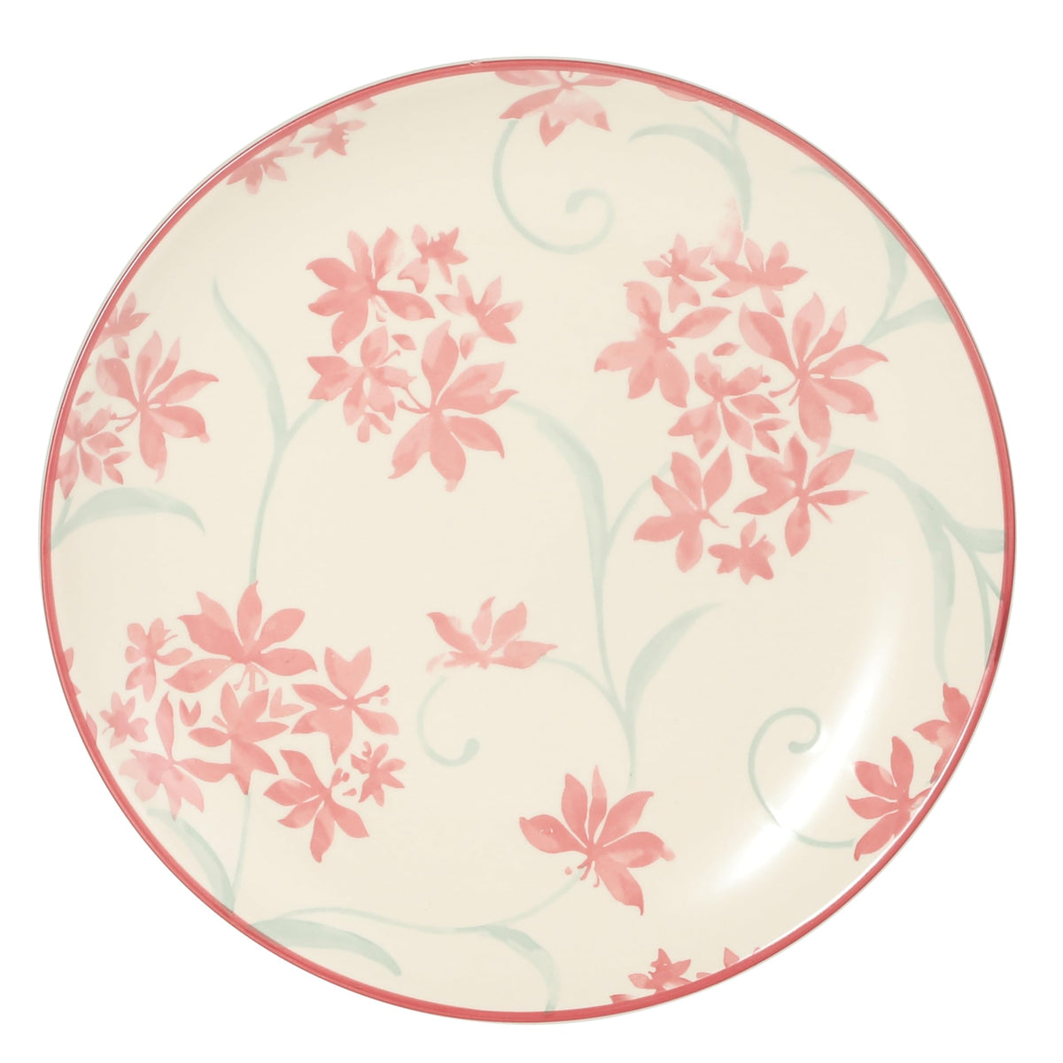 12-Piece Matte Stoneware Dinnerware Set with Pink Floral Pattern X222