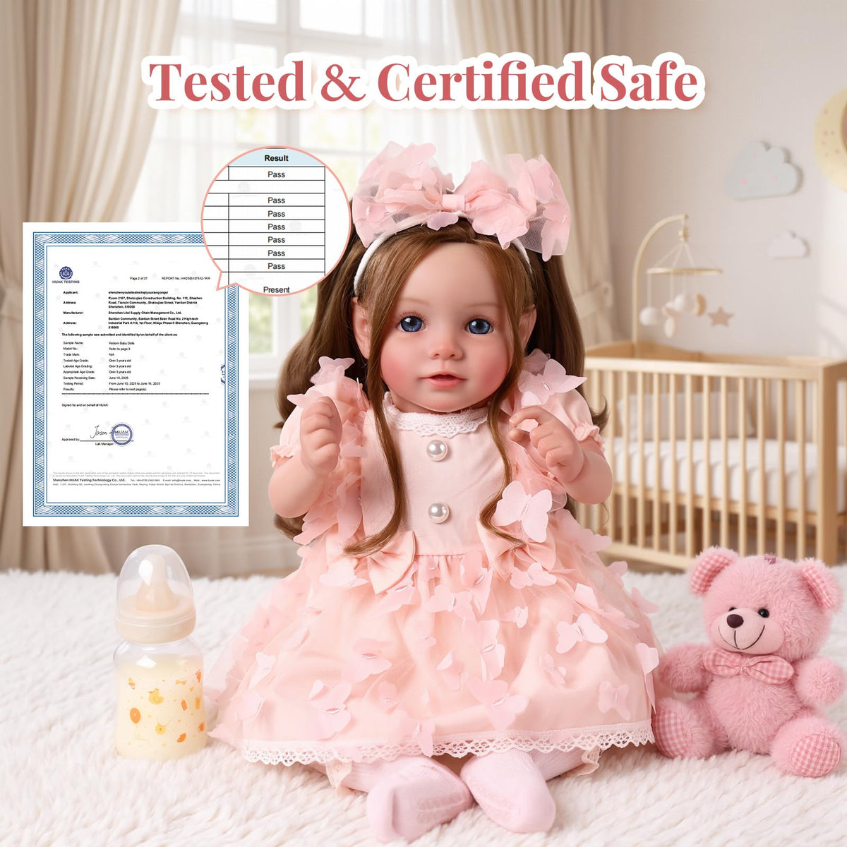 20 Inch Reborn Baby Dolls with Brown Hair J92085
