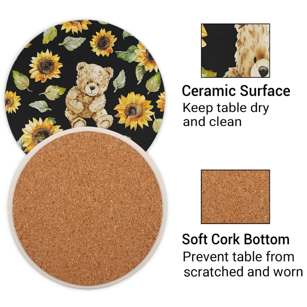 Round Absorbent Ceramic Coasters Set of 4 O197076