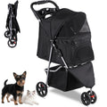 Foldable Pet Stroller with Weather Cover, Storage Basket and Cup Holder D19724