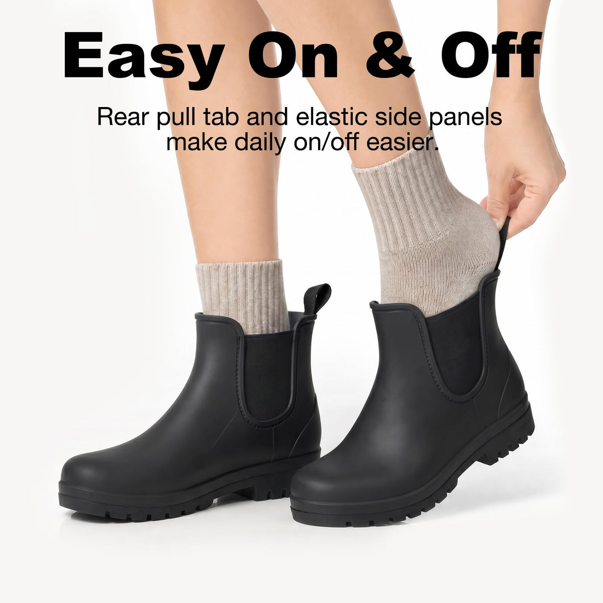 Short Waterproof Chelsea Ankle Rain Boots Q39418