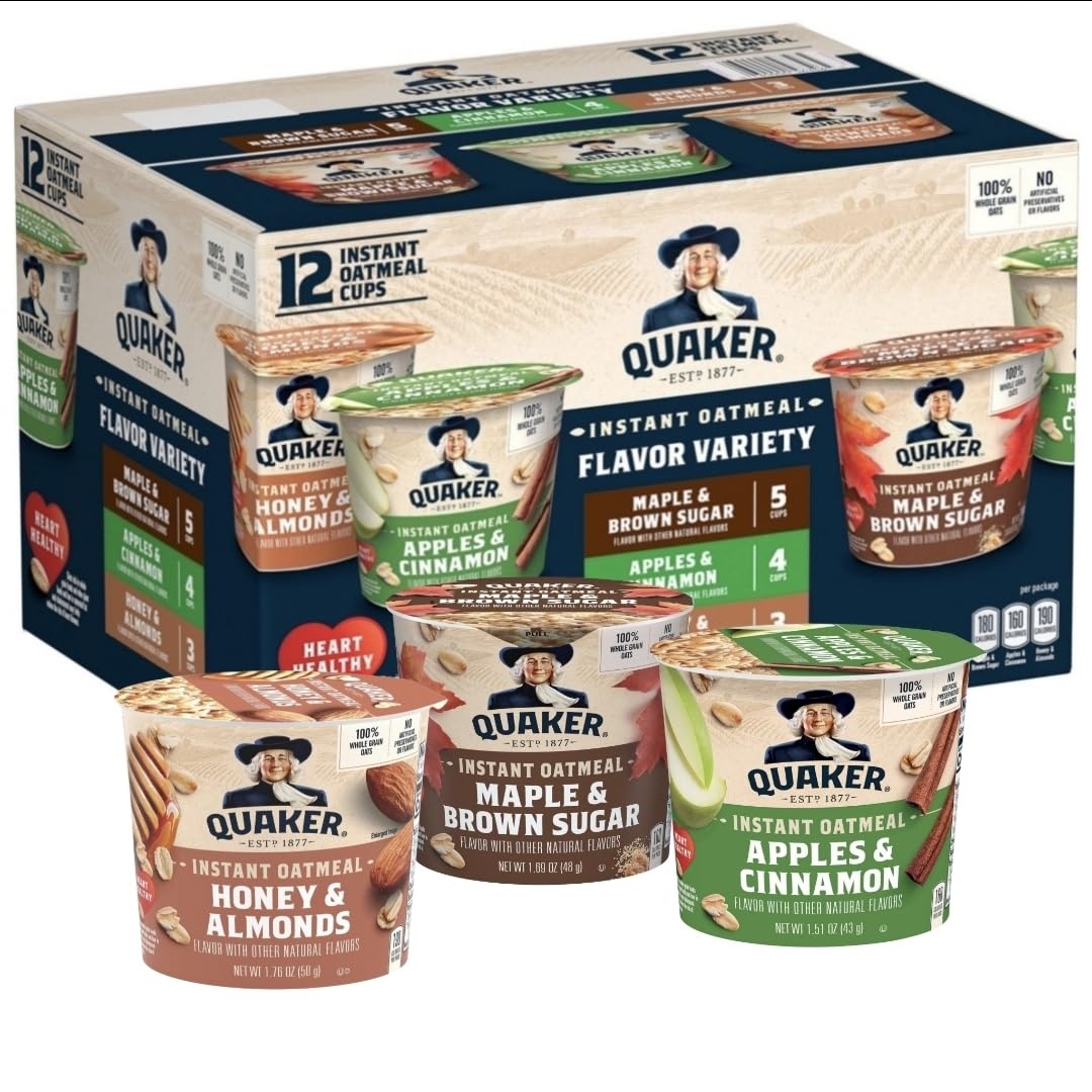 Instant Oatmeal Cups Variety Pack 12 Count Whole Grain K243