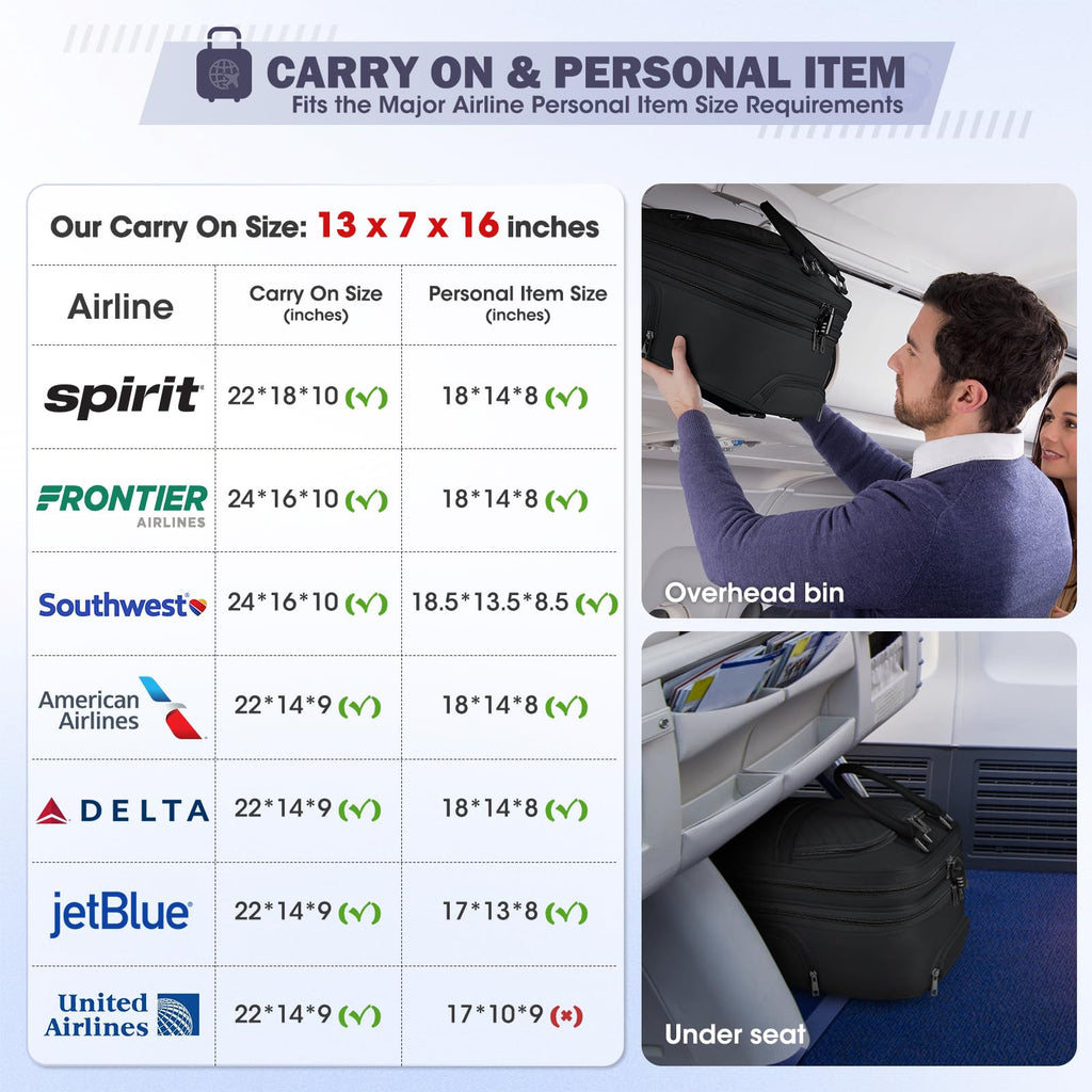 16-inch Lightweight Softside Underseat Carry On Luggage with Wheels Black R103366