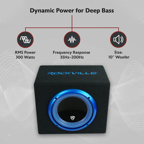 10" Active Powered Car Subwoofer with Enclosure W1633