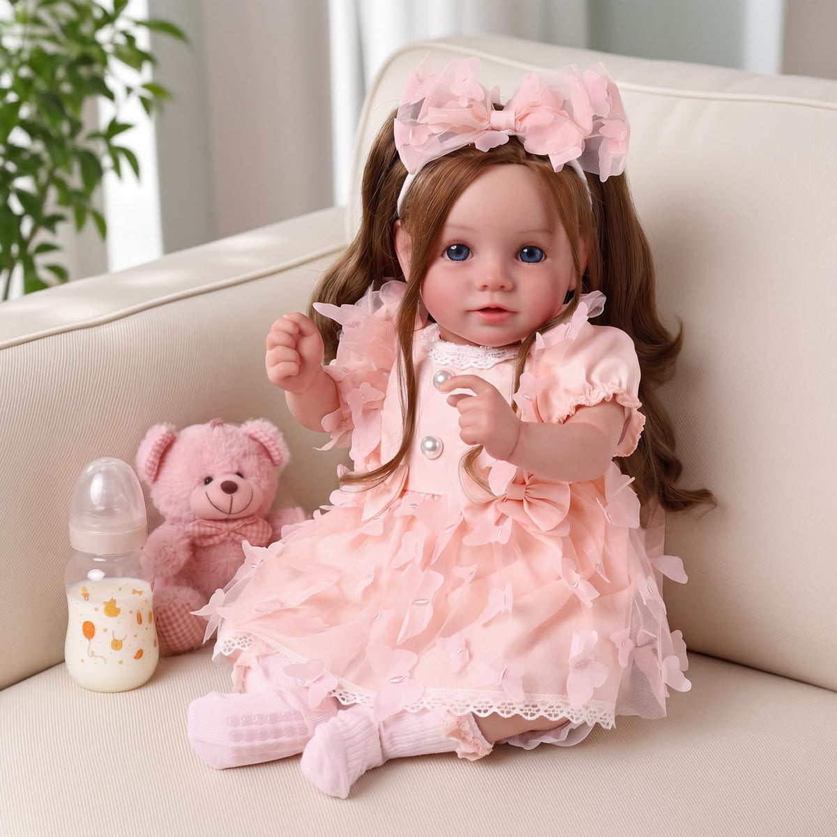 20 Inch Reborn Baby Dolls with Brown Hair J92085