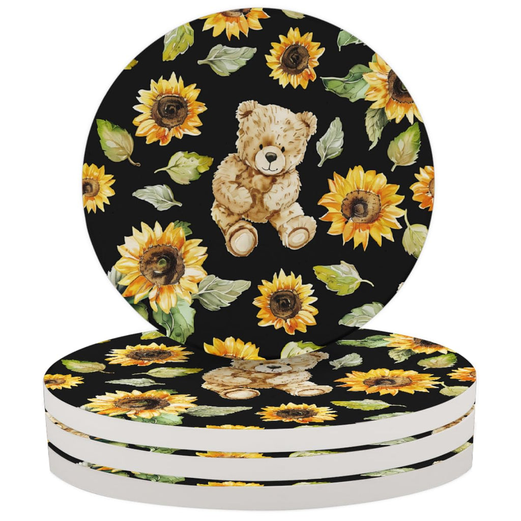 Round Absorbent Ceramic Coasters Set of 4 O197076