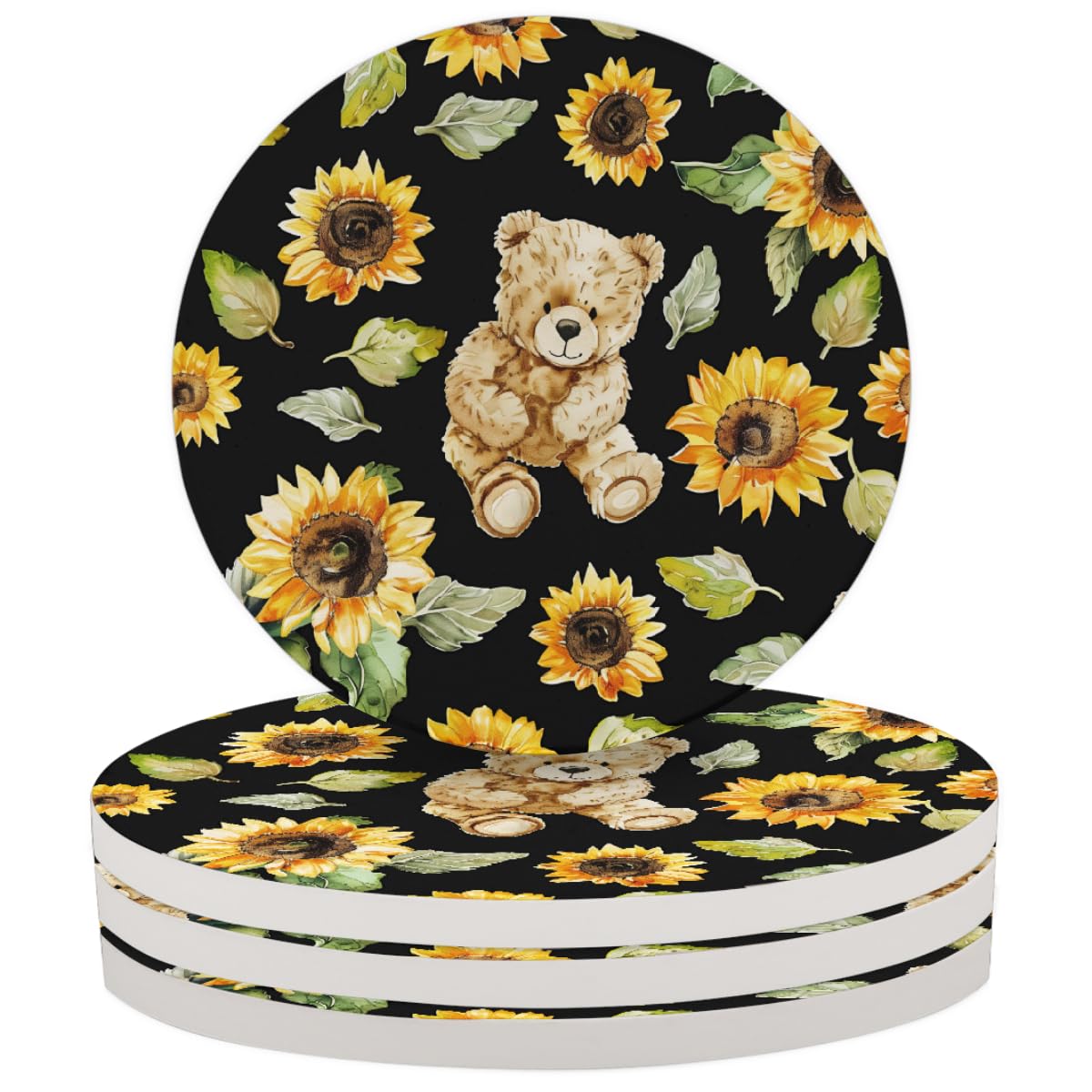 Round Absorbent Ceramic Coasters Set of 4 O197076