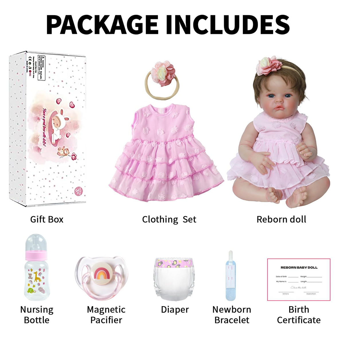 20 Inch Lifelike Reborn Baby Doll Girl with Soft Weighted Body P532