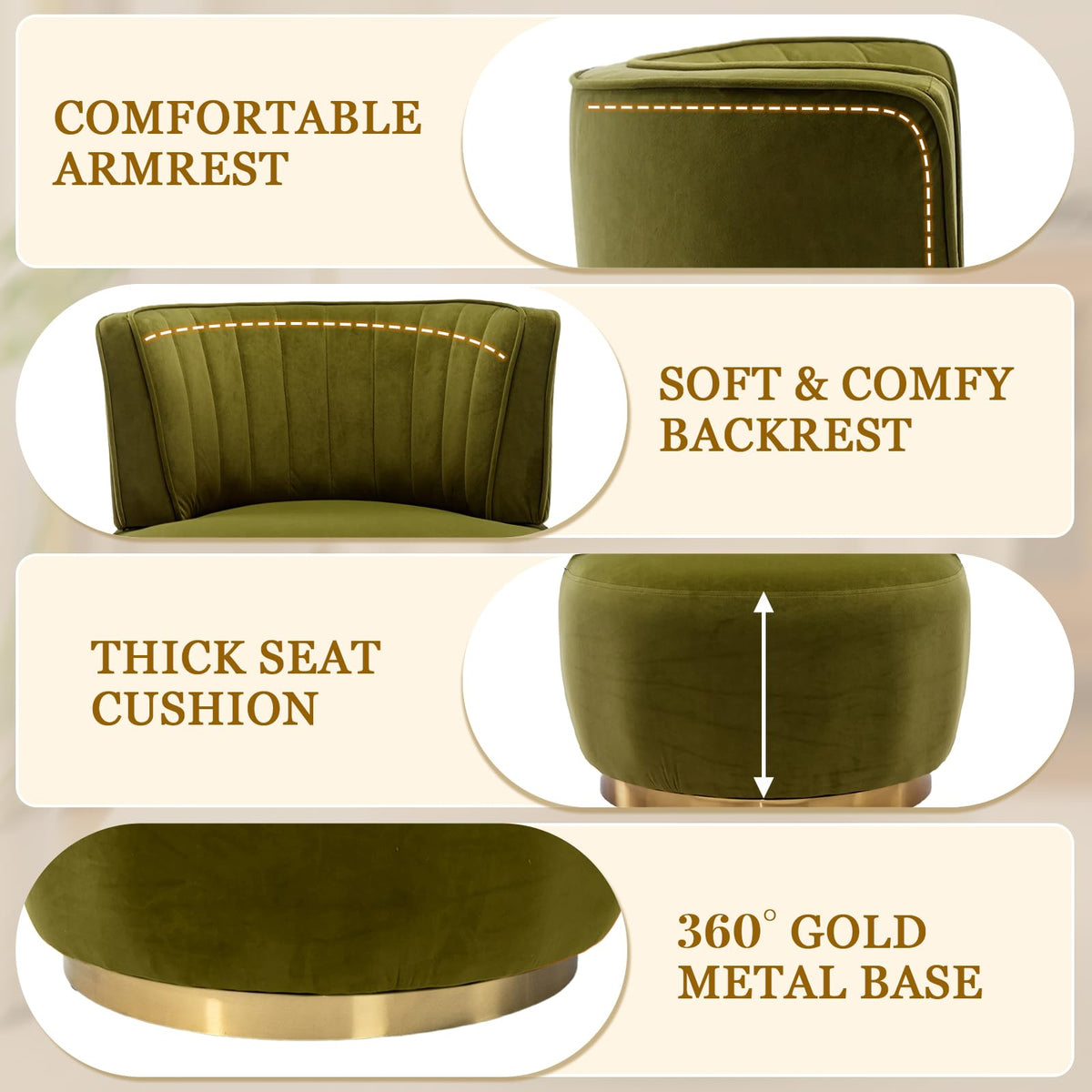 Velvet Swivel Barrel Chairs Set of 2 T820135
