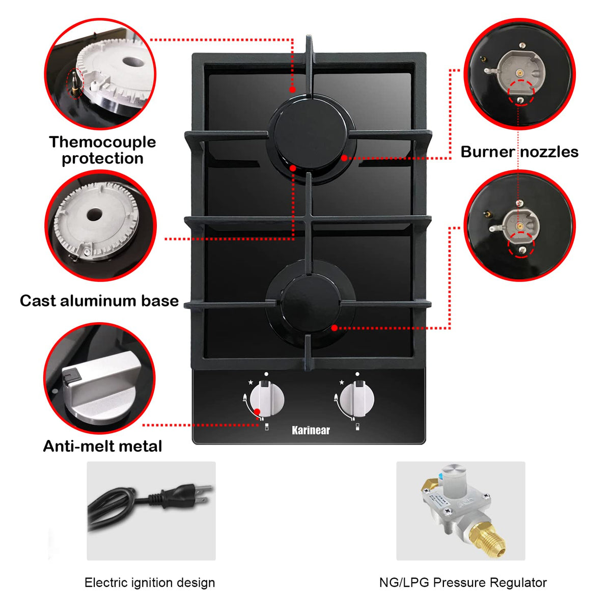 2 Burner Propane Gas Cooktop J358074