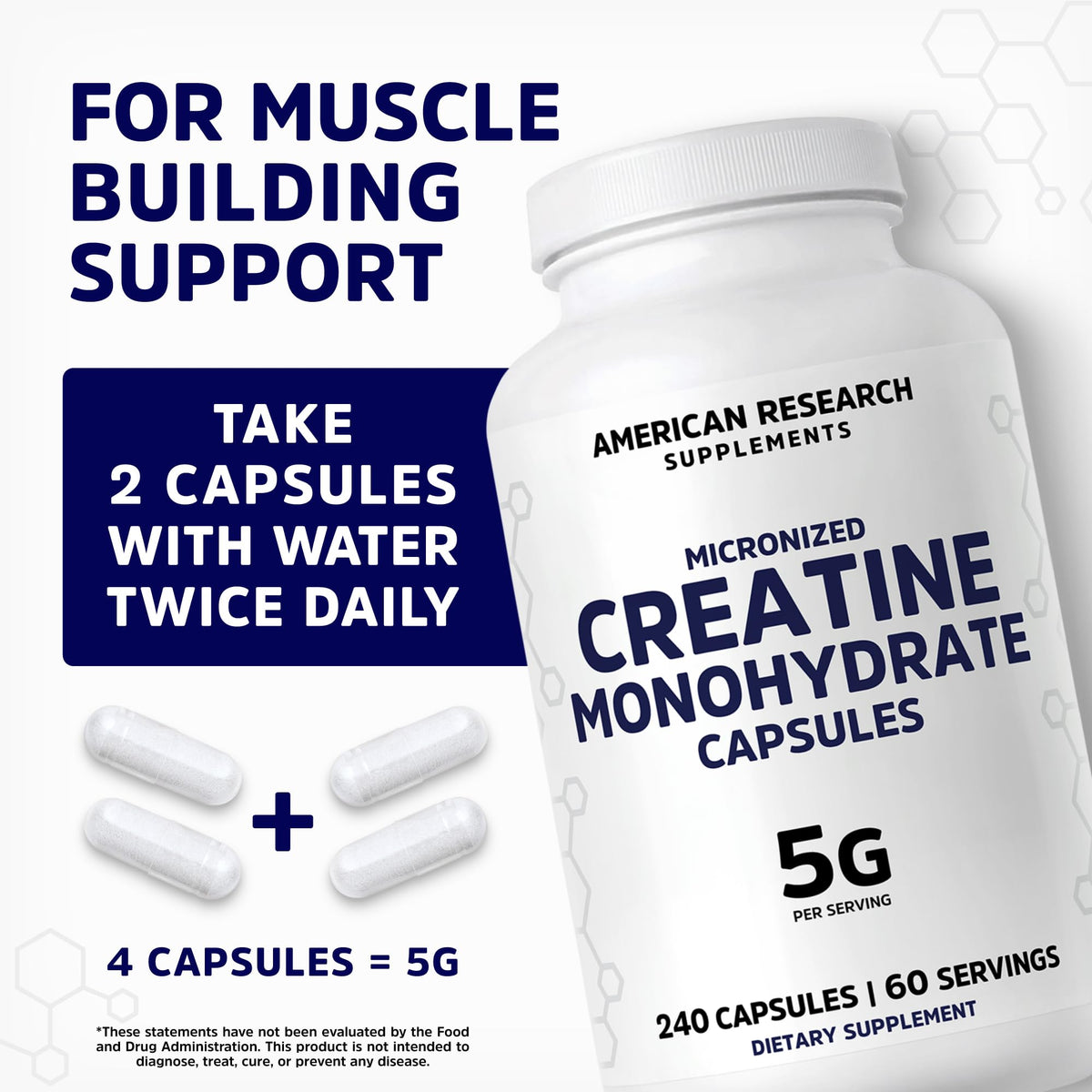 Micronized Creatine Monohydrate Capsules 5G U3813