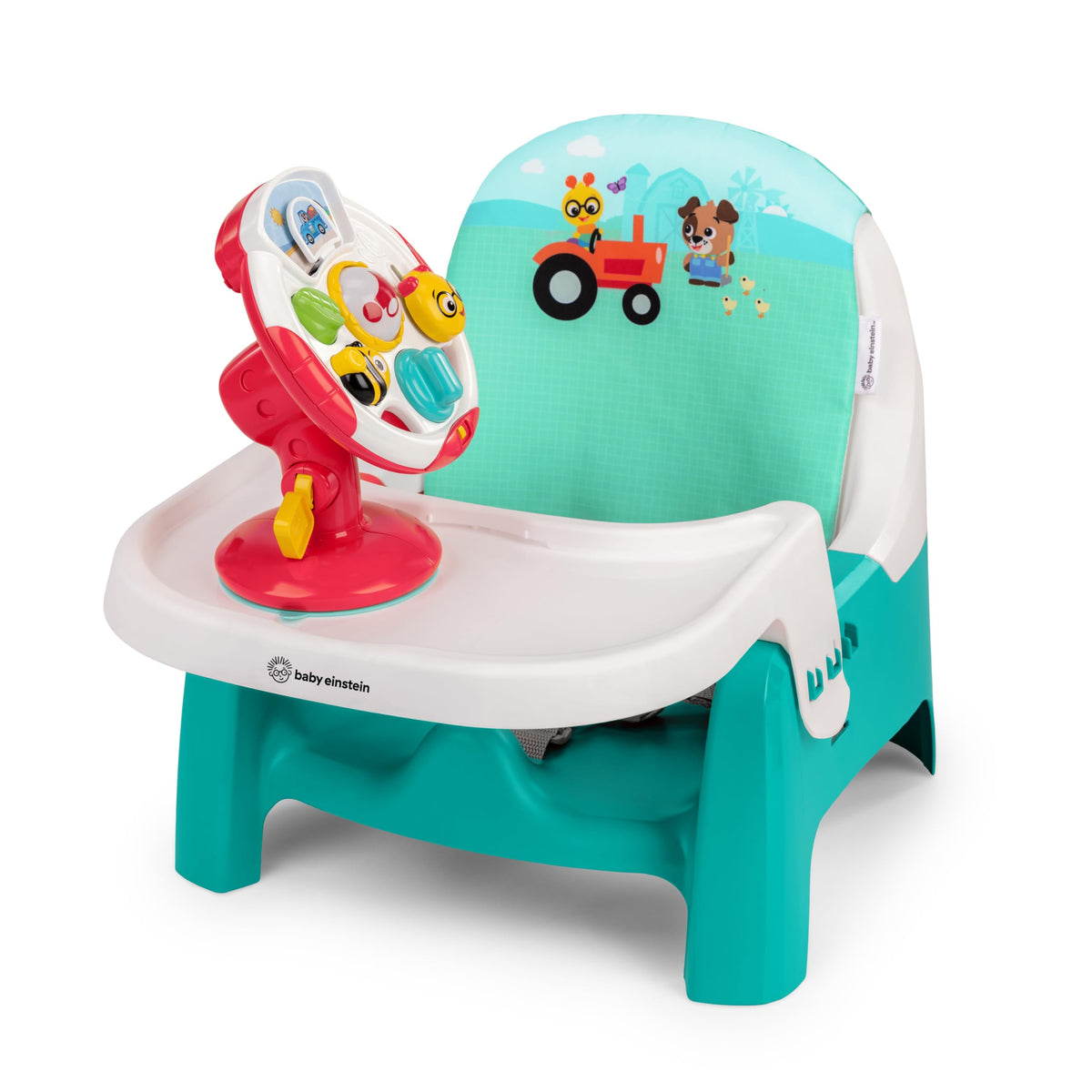 2 in 1 Compact Booster Feeding Seat with Musical Steering Wheel Toy Q119900
