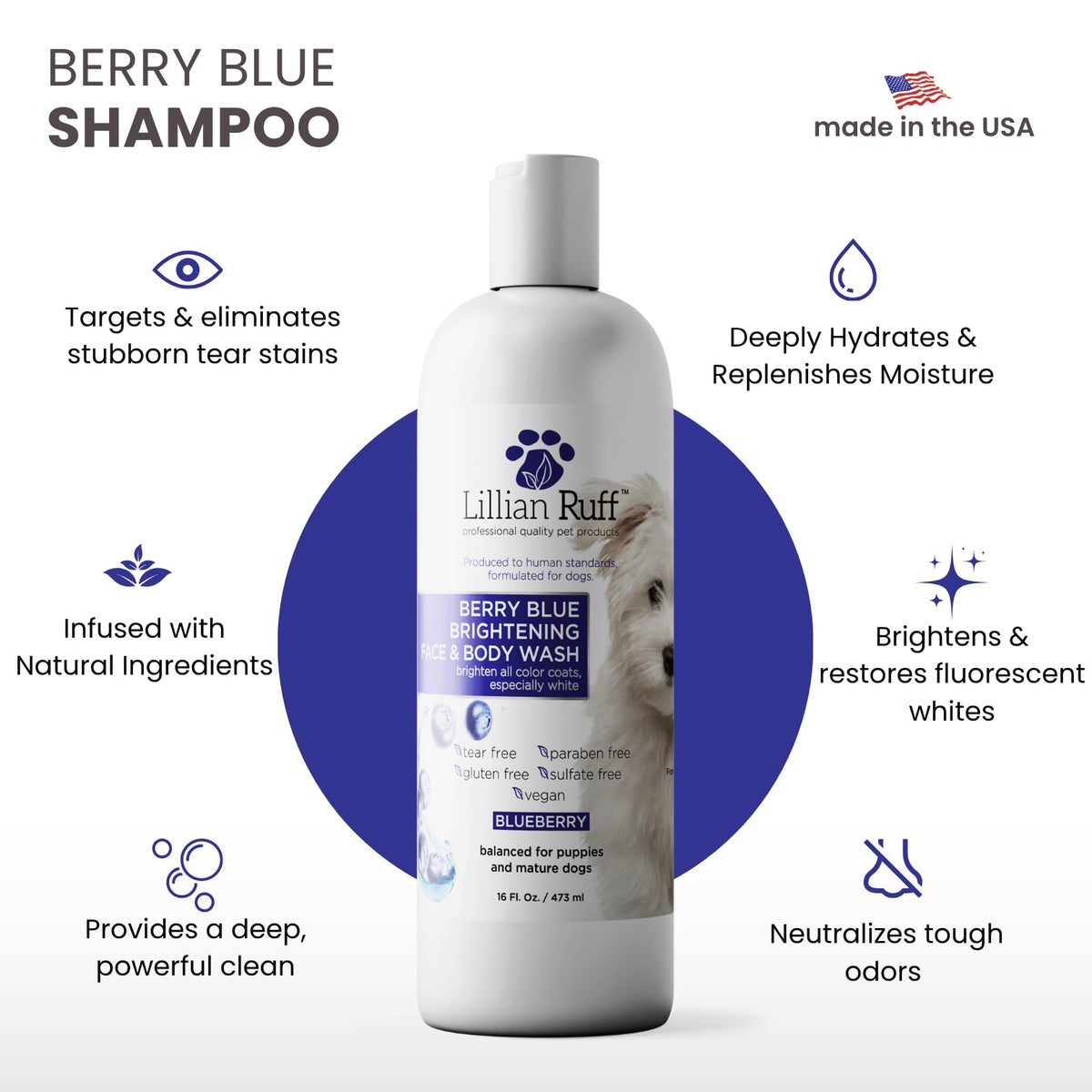 Berry Blue Brightening Pet Shampoo 16oz A5461