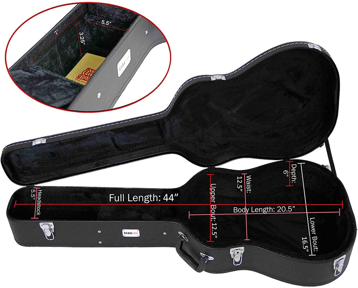 Black Acoustic Guitar Hardshell Case with Accessory Compartment F882154