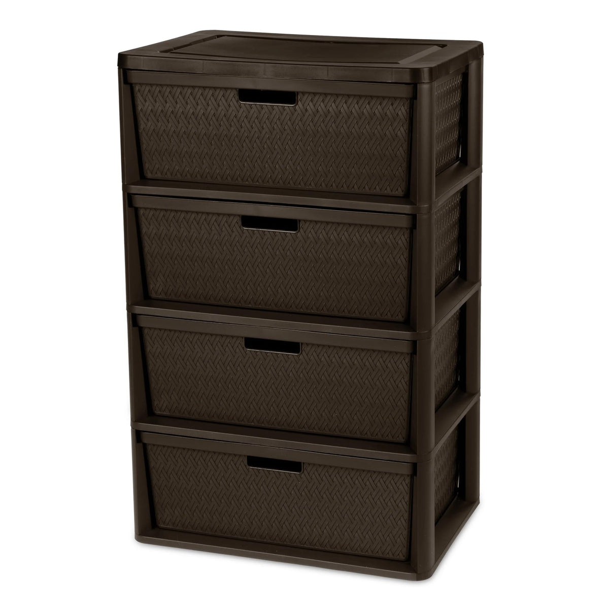Brown 4 Drawer Plastic Storage Tower P760348