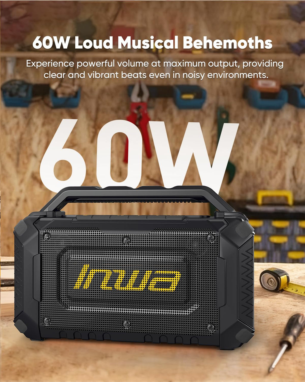 60W Portable Bluetooth Jobsite Speaker with RGB Lights C4596