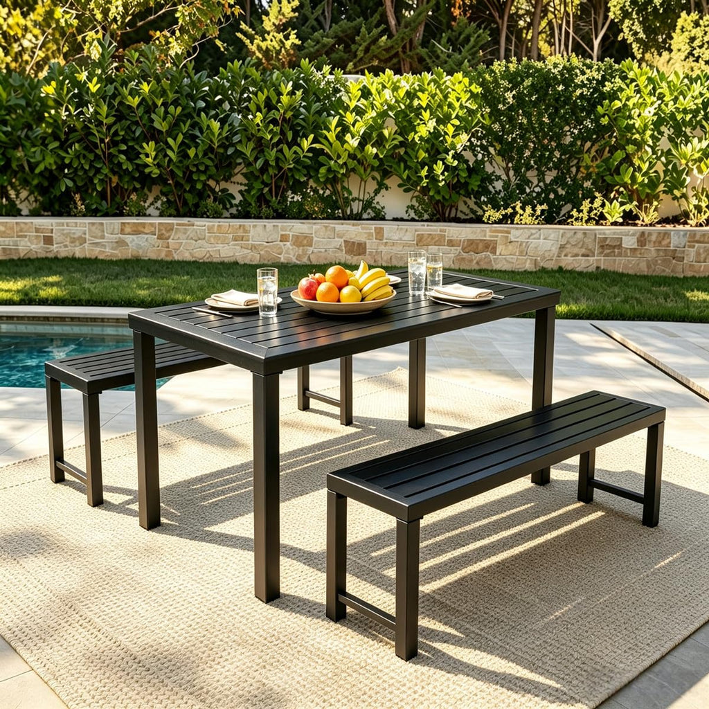 Black 46" Metal Outdoor Bench M7366