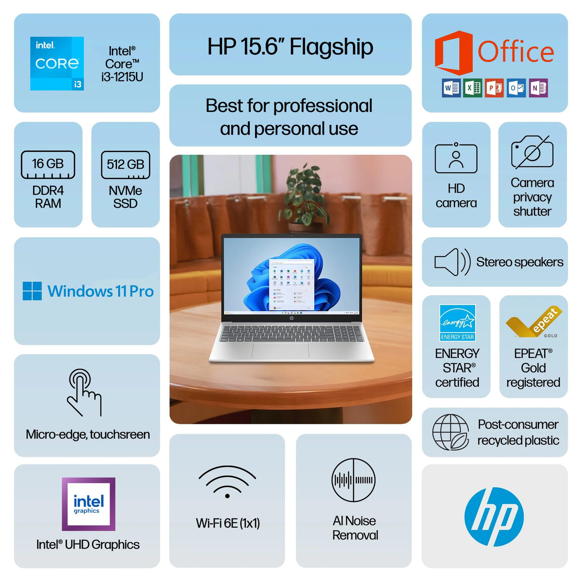 15.6" HD Touch Laptop, 6-Core Intel i3, 16GB RAM, 1TB Storage V896856