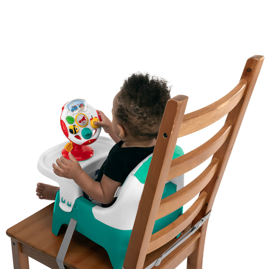 2 in 1 Compact Booster Feeding Seat with Musical Steering Wheel Toy Q119900