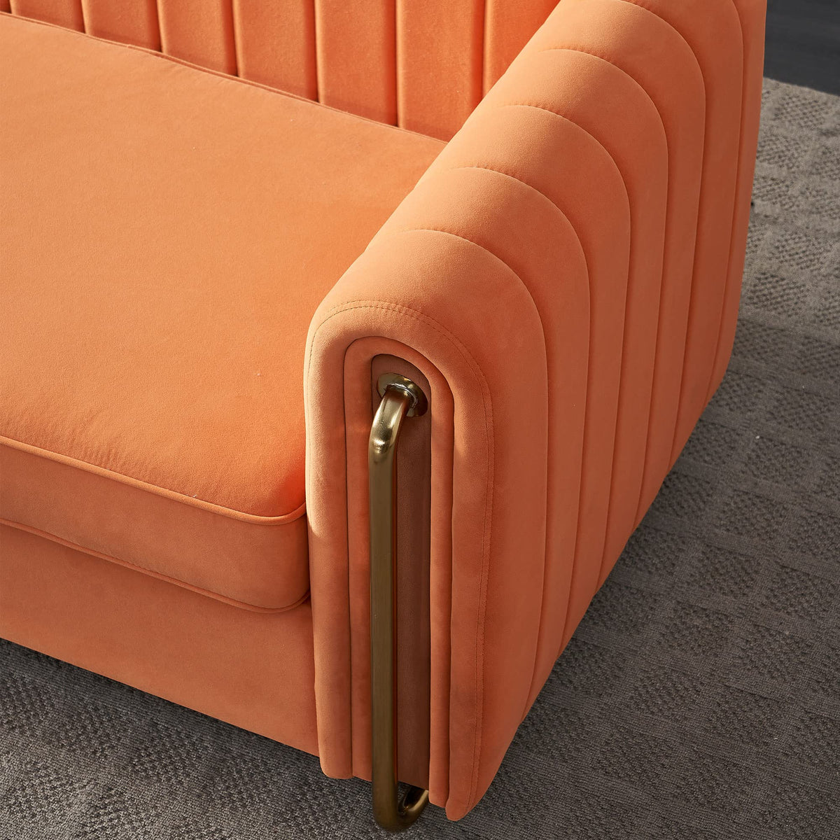 Orange Velvet 84 Inch 3-Seater Sofa W38284