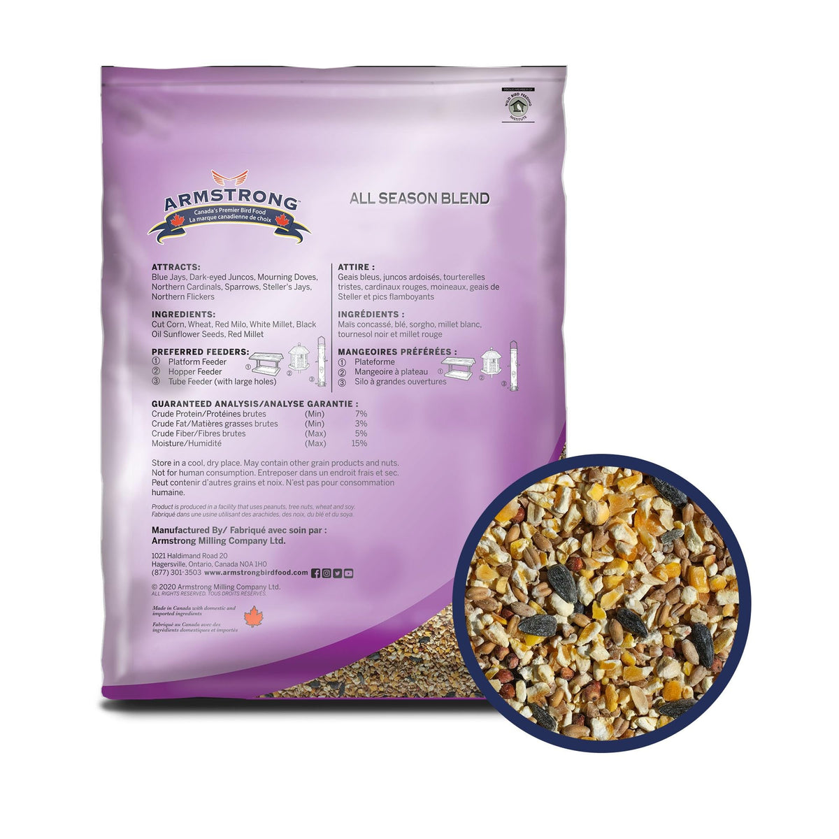 20 Pounds Bird Seed Blend with Cut Corn, Wheat, White & Red Millet, Black Oil Sunflower Seeds P300788