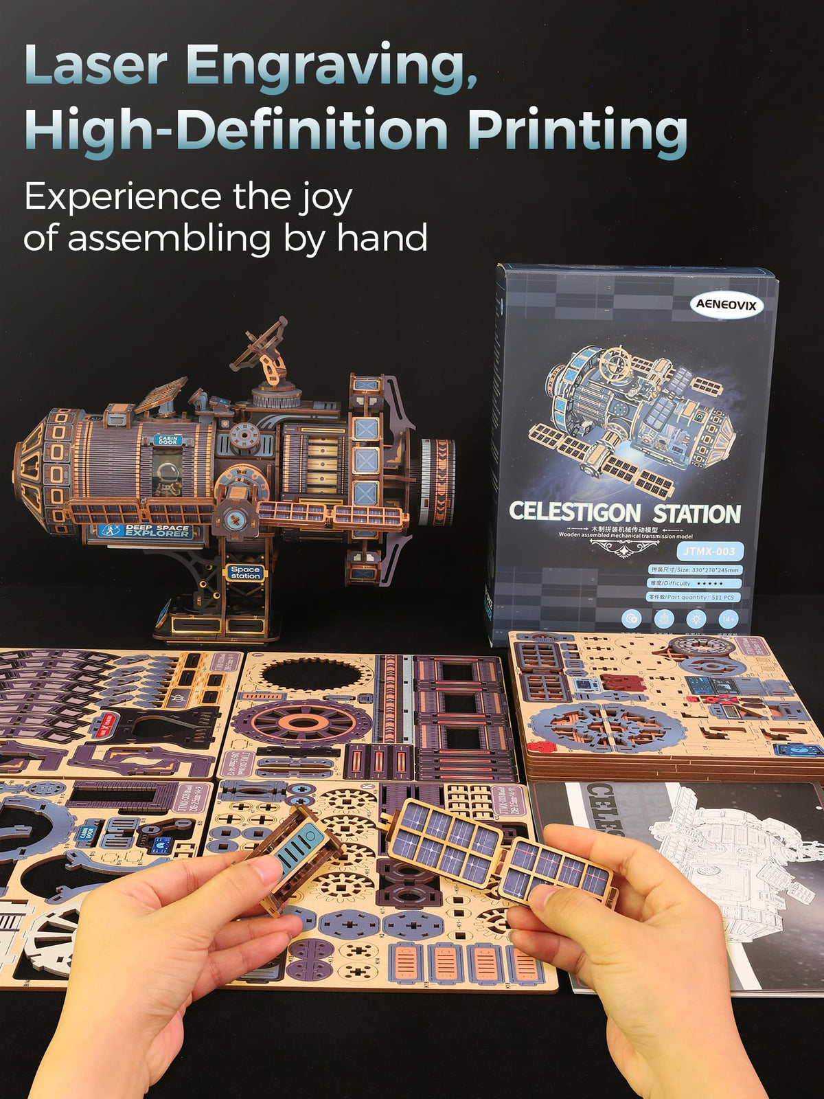 511-Piece 3D Puzzle Mechanical Model Kit with Lights, Music & Motor O7393