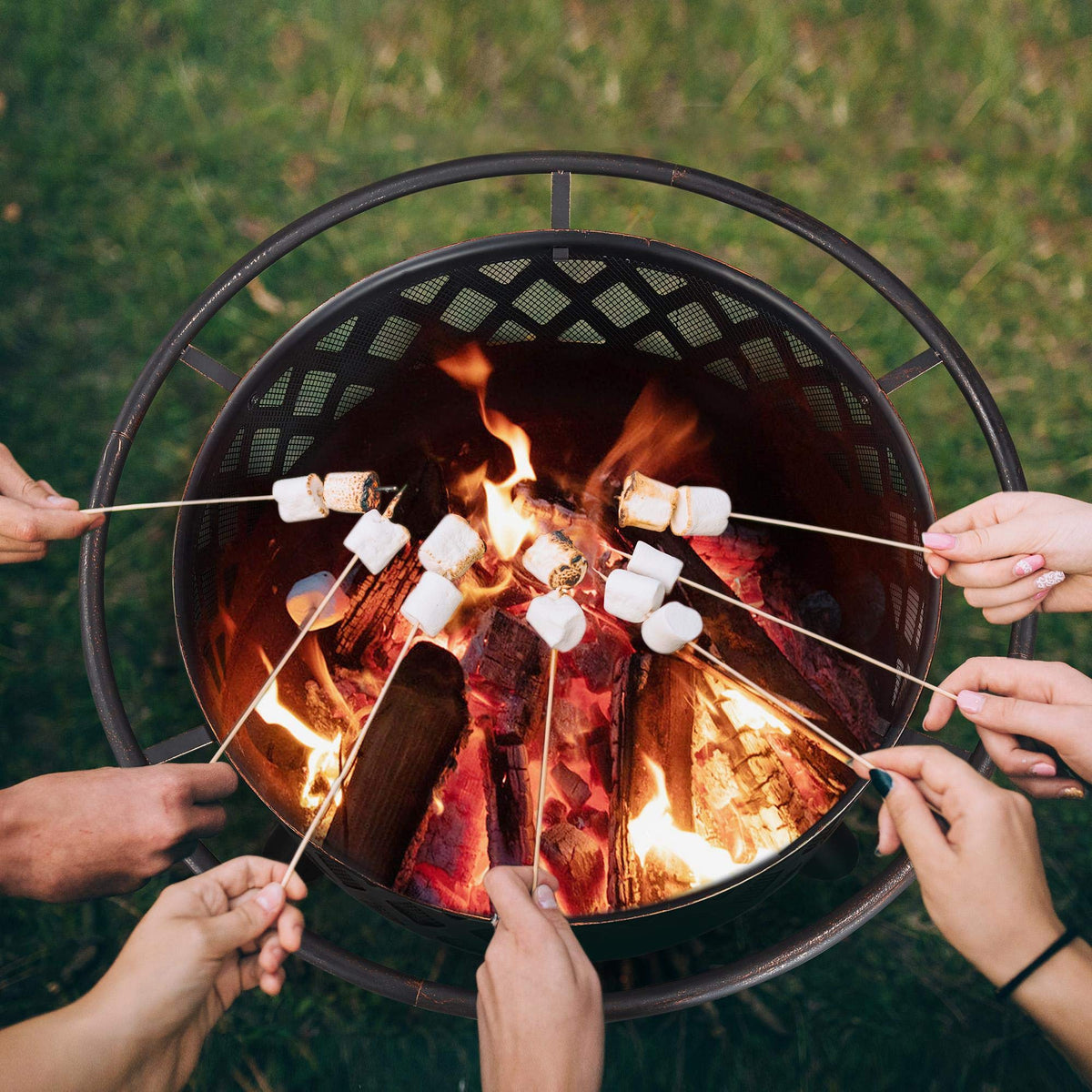 36in Wood Burning Fire Pit with Spark Screen W64033
