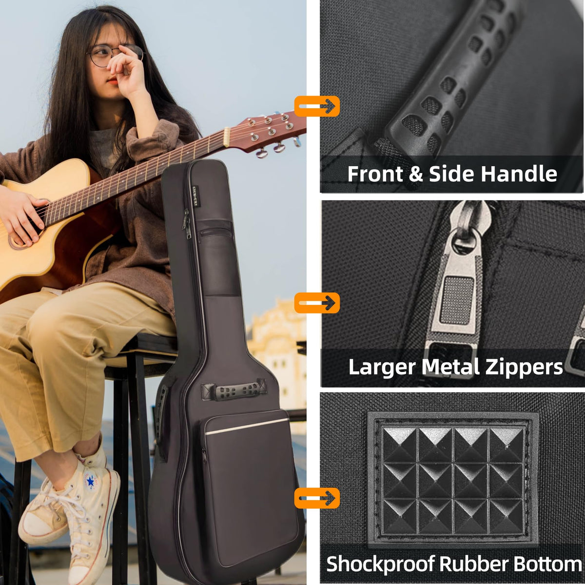 3/4 Size 36 Inch Acoustic Guitar Case Soft Padded Waterproof Gig Bag N98690