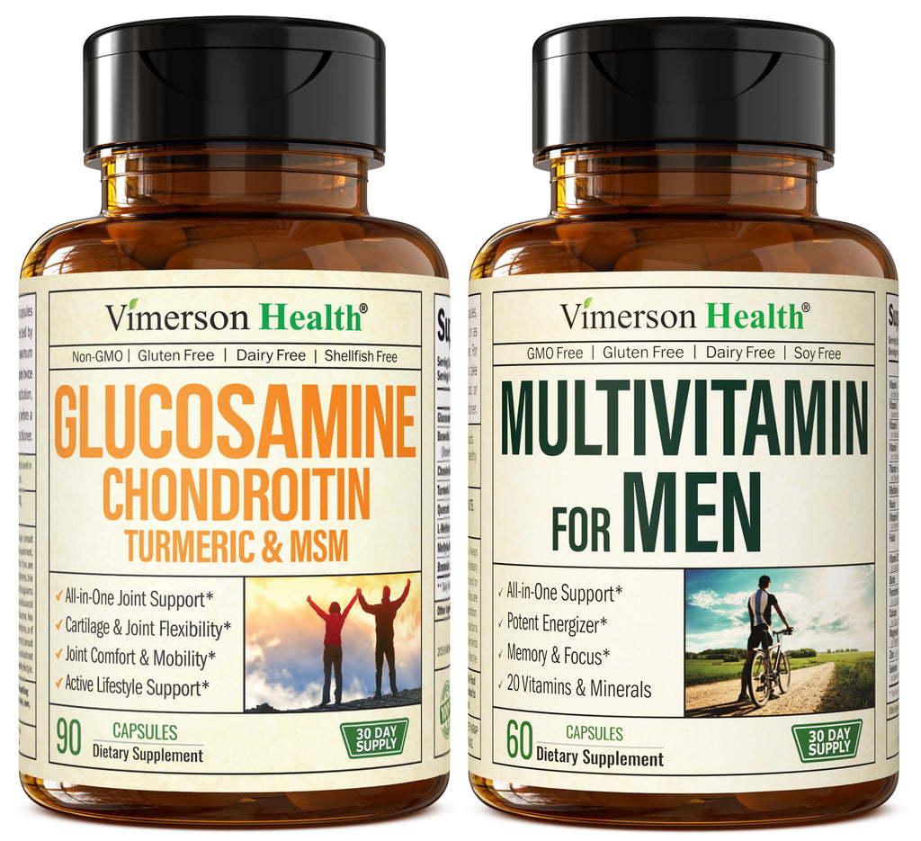 Glucosamine Chondroitin Turmeric MSM Men's Multivitamin Supplement Bundle I4983