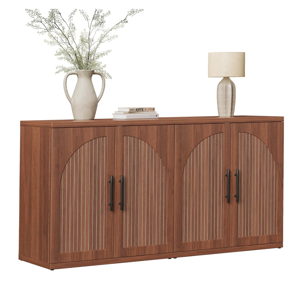 63" Fluted Walnut Credenza with Adjustable Shelf W382