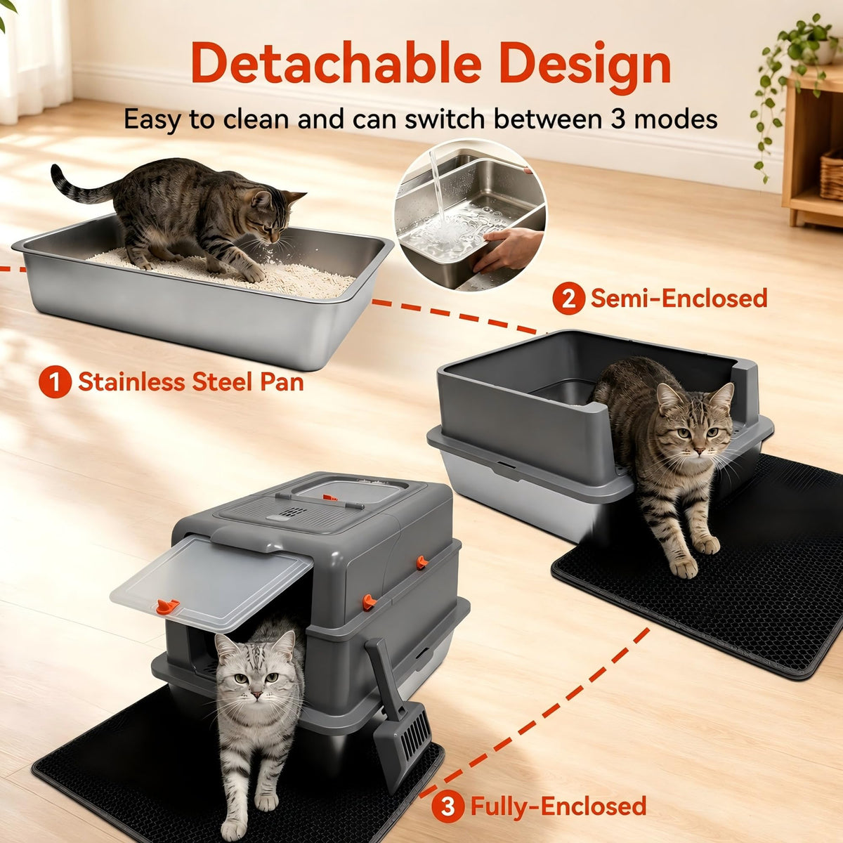 2 Pack XXXL Stainless Steel Litter Box with Lid R2406